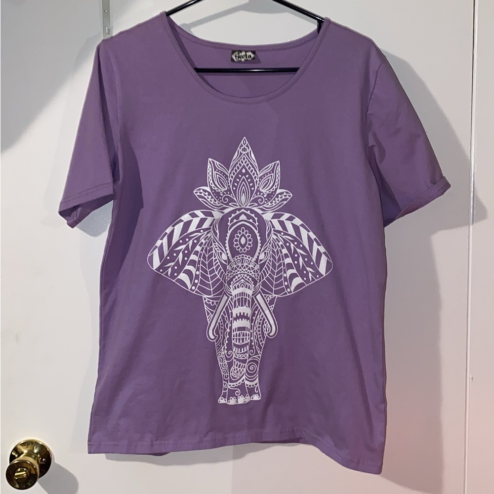 (M) Geeta Purple Elephant T Shirt